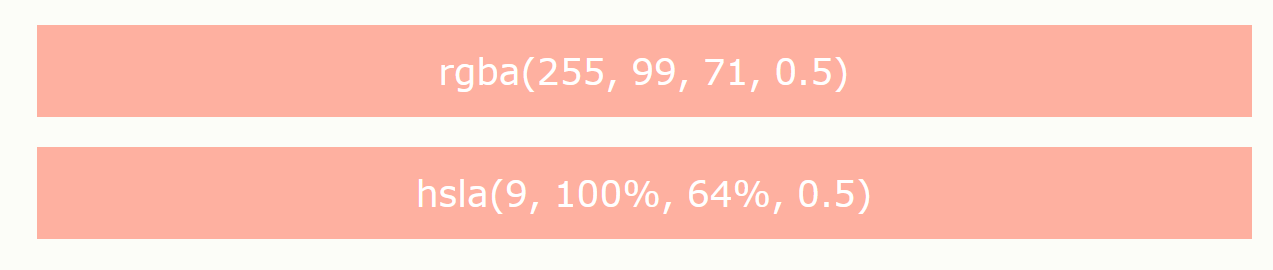 与颜色名 "Tomato" 等效，但是透明度为 50%